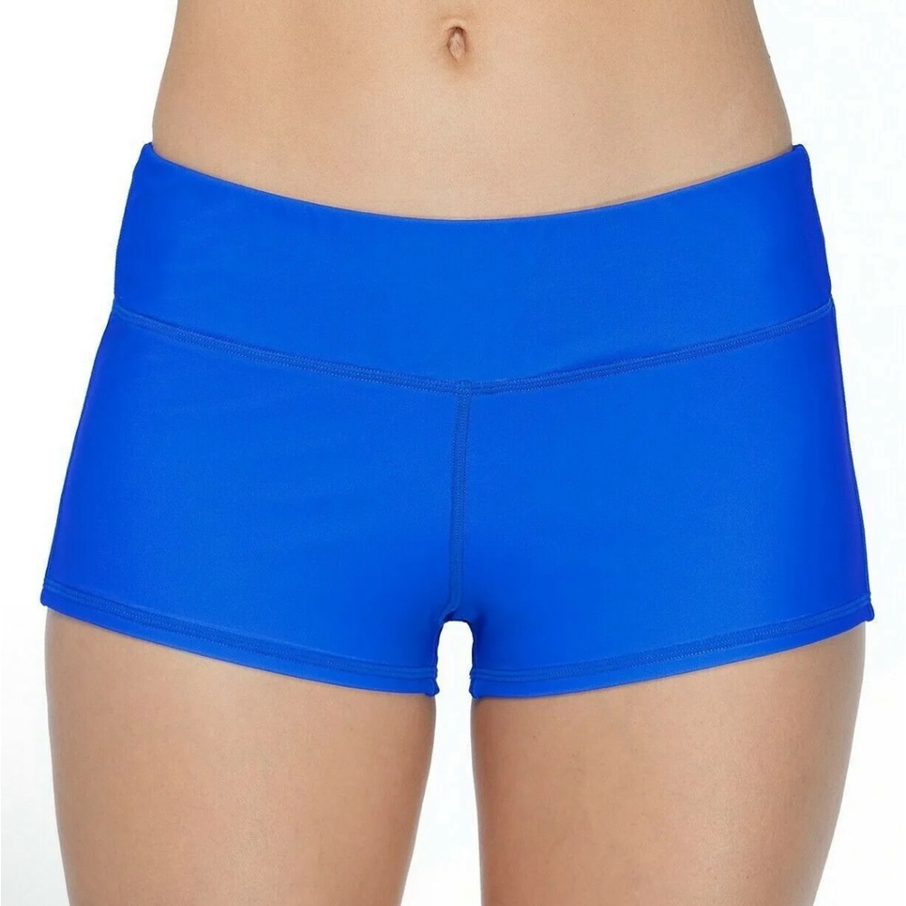 RAISINS Womens Juniors Surf Ruched Sport Swim Shorts Blue S